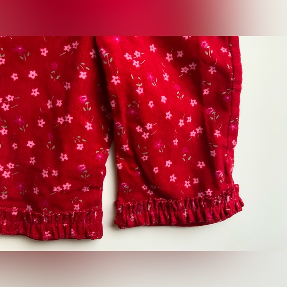 Vintage 90s Red Floral Baby Velvet Jumpsuit - Picture 5 of 9